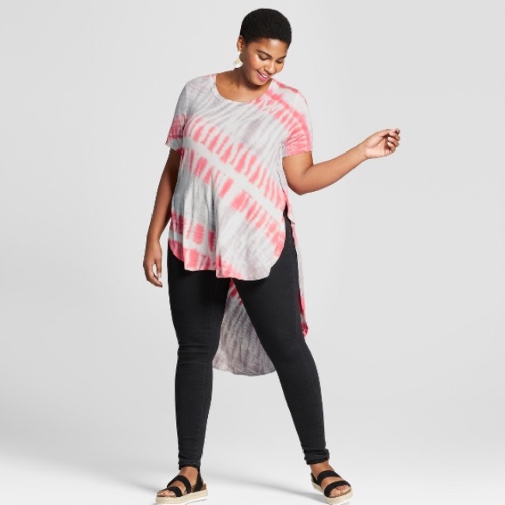 Tie Dye High Low Tee - Coral